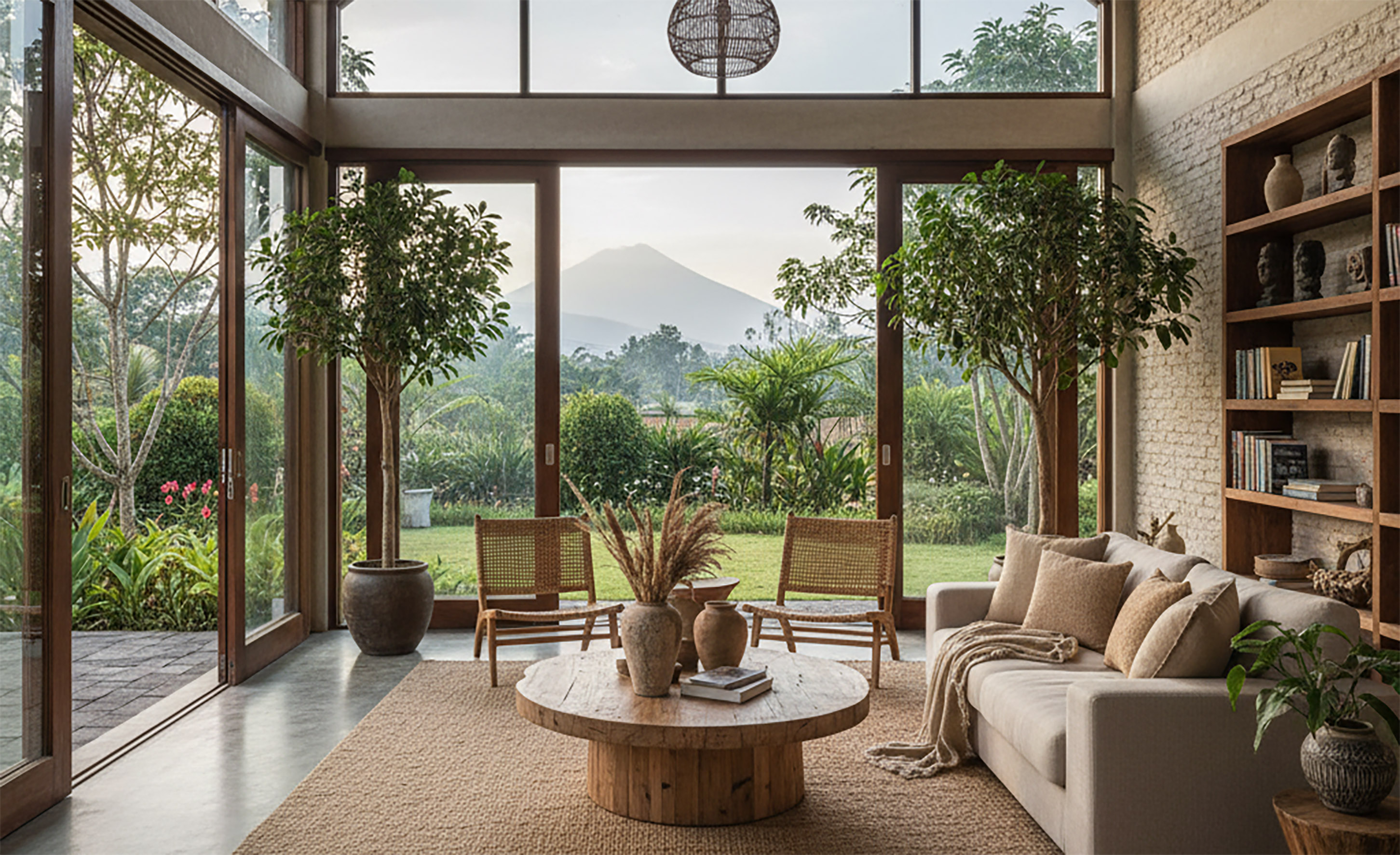 Interior rumah bergaya natural tropis